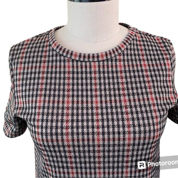 ZARA Womens Sheath Dress Houndstooth Front Pockets Size S Great for fall! 🍂🍁 - Picture 2 of 6